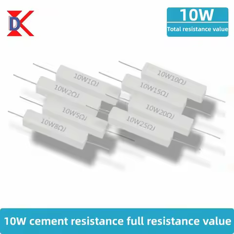 10Pcs 10W Ceramic Cement Resistor 5% In A Pack 0.1R 0.22 0.33 0.5 Ohm 6.8K 0.25R 0.5R 3R 27R 12R 100