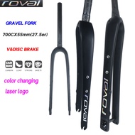 ROVAL carbon fork Gravel Fork Cyclocross Carbon Road Bicycle Front Fork 700C*55C 1-1/8" Straight/Tap