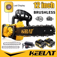 Keelat Mini Chainsaw 20V 12/10 inch Rechargeable Li-ion Battery Pruning Gergaji kayu Elektrik Wood C