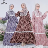 Zeeya Collection Azka Baju Dress Gamis Muslim Syari Wanita Bahan Rayon Viscose Size M L XL
