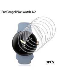 3入組適用於 Pixel Watch 1/2的屏幕保護貼，高清敏感觸控，水凝膜材質，適用於 Pixel 2手錶屏幕保護貼