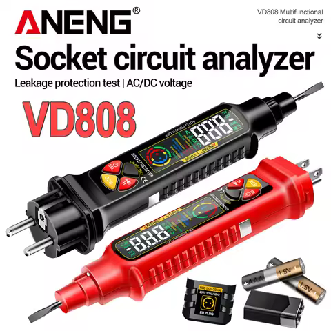 ANENG VD808 Socket Phase Meter Leakage Test US/EU Plug Power Polarity Checker Voltage Tester Pen Cir
