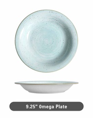 Piring bijian keramik omega 9.25" hijau pastel polos
