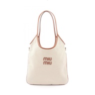 [Used] Miu Miu Tote Bag CANVAS 5BG231ACRNF062F NATURAL/ Braun Canvas Leather Tote Bag Women's New