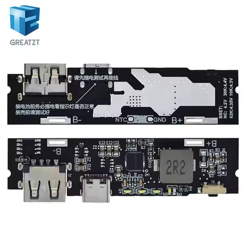 GREATZT QC3.0 QC2.0 Dual USB 18W Type-C USB SW6106PD Fast Charge Mobile Power Bank 18650 Charging Mo
