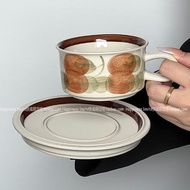 Medieval Style Hand-Painted Brown Sea Anemone Coffee Latte Cup Latte Cup Afternoon Tea Cup Saucer Re