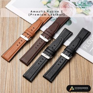 Amazfit Active 2 Smart Watch Premium Leather + Silicone Strap Stainless Steel Black Buckle Accessori