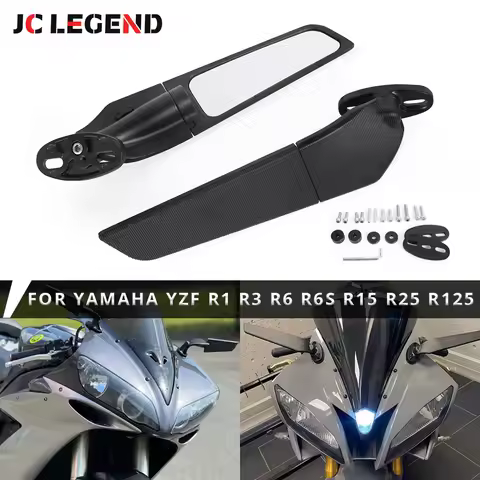 Motorcycle Stealth Winglet Mirrors Side Adjustable Rotating Rearview Mirror For Yamaha YZF R1 R3 R6 