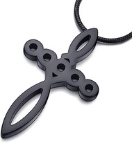 Christian Cross Pendant Necklace for Men and Women Jesus Feeds The 5000 with 5 Loaves and 2 Fish Sta