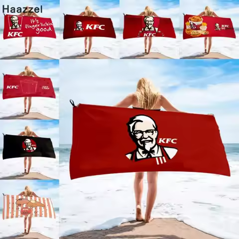 Funny KFC Fried Chicken Bath Towel beach towel female silk printed long skirt wrapped bikini covered