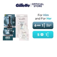 [Couple Bundle] Gillette Intimate Manscape Razor, 2 Refills + Gillette Venus For Pubic Hair & Skin /