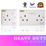(SIRIM) 13A Double Switch Socket / Dua socket / Twin socket / PVC SOCKET / SOCKET DOUBLE / DOUBLE SO