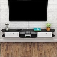 WANGPP Wall Mounted Floating TV Stand,Modern TV Cabinet,Entertainment Center Cabinet Component,with Door and Storage Unit Audio/Video Console Multimedia Console (Color : Black, Size : 100x22x20cm)