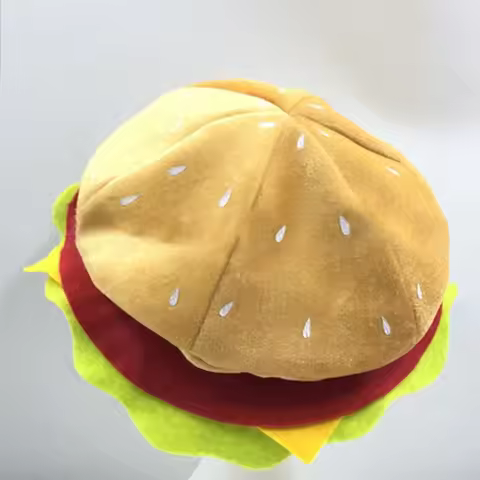 Creative Cheeseburger Shaped Fancy Hat Halloween Costume Hamburger Hat Cute Cospaly Party Food Beret