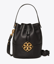 Tory Burch Miller 水桶包，荔枝皮，黑色，2 用 【平行進口】