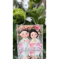 Super cute pink tone wool wedding gift box for bride and groom (real photo)