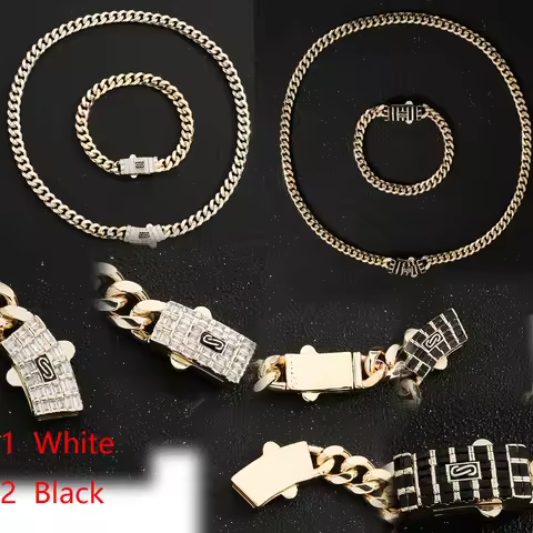 Gold Monaco Square White Diamond Black Diamond Zirconia Pendant for Men and Women Bracelet Necklace 
