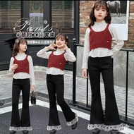 MERAH New Set 3in1 veessisttt knitted red cute kids outfit girl girl kids outfit