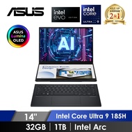 華碩 ASUS ZenBook DUO OLED 雙螢幕觸控 AI筆電 14" (Intel Core Ultra 9 185H/32GB/1TB/Intel Arc/W11/EVO認證) 墨灰色 UX8406MA-0022I185H