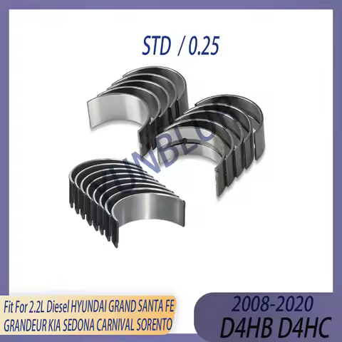 STD 0.25 Main & Connecting Rod Bearing Set Fit 2.2 L Diesel D4HB 09-20 For HYUNDAI GRAND SANTA FE GR