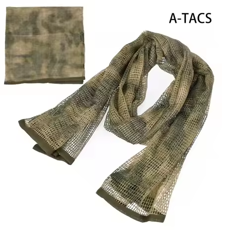 Camouflage Netting Scarf Sniper Veil Camo Mesh Face Scarf Veil Shemagh Head Wrap for Outdoor Camping