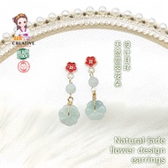 SHi: 100% Natural jade ~ flower jade design earrings 926 silver
