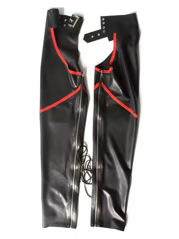Suitop latex chaps latex trousers with inside zip for men