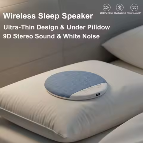 Bluetooth Pillow Speaker Wireless Sleep Music Player Under Pillow White Noise Machine 9D Stereo Time