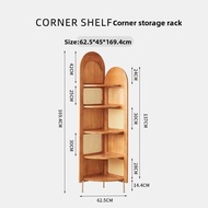 Solid Wood And Rattan Corner Wine Cabinet Vintage Corner Storage Shelf Bedroom Storage Cabinet Trian