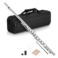16 Closed Open Holes C Key Professional Transverse Flute Concert Musical Instrument with Box Cleanin