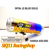 Slincer Silincer Knalpot Racing SJ88 GP36 J2 Blue Gold 25 cm In Out 50