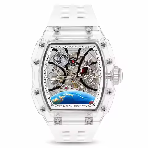 New Men's Tonneau-shaped Transparent Watch with A Skeletonized Dial, Powered By The 8N24 Automatic M