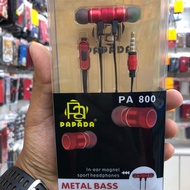 Handsfree Papada PA800 Magnet / Earphone Metal Bass