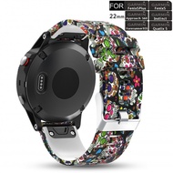 22mm Wrist Band Strap for Garmin Fenix 5 6 Pro 7 Forerunner 935 945 Smart Watch Printed Sport Quickfit Release Silicone Watchband