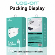 LOG ON ADAPTOR CHARGER 12W 2.4A SINGLE PORT LO-C62 + CABLE