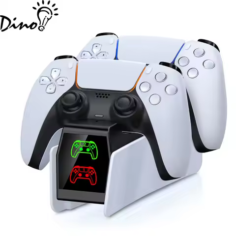DinoFire FC304 Charging Station for PS5 Controller,Dual Fast Charger Dock for 2 DualSense, Type-C, L