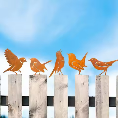 Rusty Bird Silhouette Patina Birds Decoration Metal Garden Ornaments Rustic Figurine for Outdoor Yar