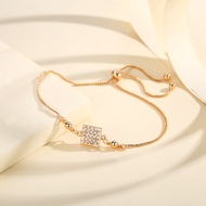 Y725 【Barang spot】Gelang Serut Titanium Korean Style Wanita Anti Karat Berlapis Emas Bracelet Perhi