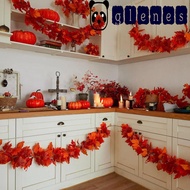 GLENES Red Autumn Maple Leaves, 1.7m Silk Maple Leaves Artificial Maple Garland, Autumn Leaf Garland