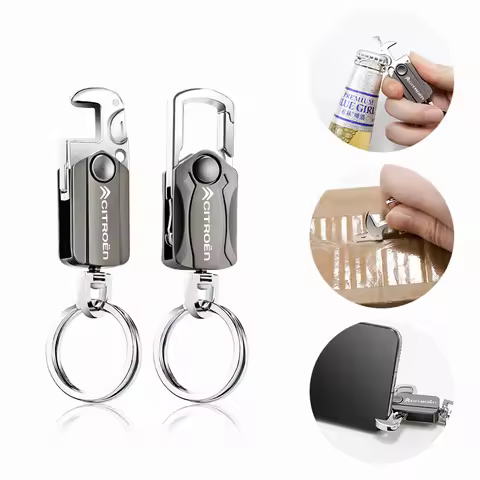 1Pcs Metal Car Keychain Can Custom Logo Key Rings Accessories For Citroen C1 DS3 C2 C3 Vts C4 Saxo C