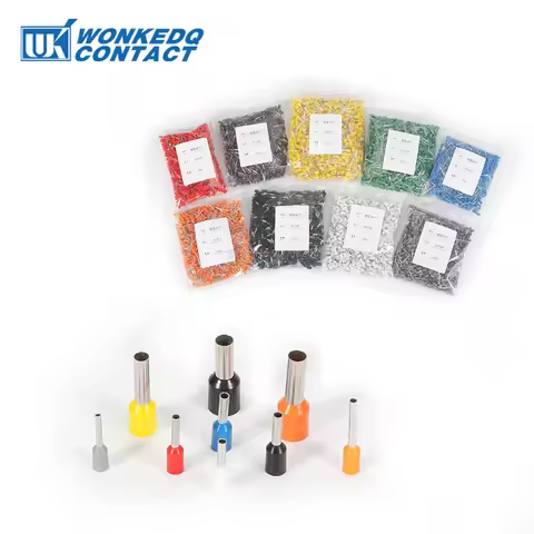 E0512 E7512 E1012 E2512 Insulated Terminal 1000Pcs VE Red Copper Pressed End Terminator Wire Connect