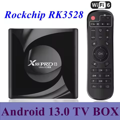 Android 13.0 TV Box X88 Pro 13 RK3528 Quad Core 2G/16G 4G/32G 64G 2.4G 5G Dual WIFI 6 BT5.0 H.265 8K