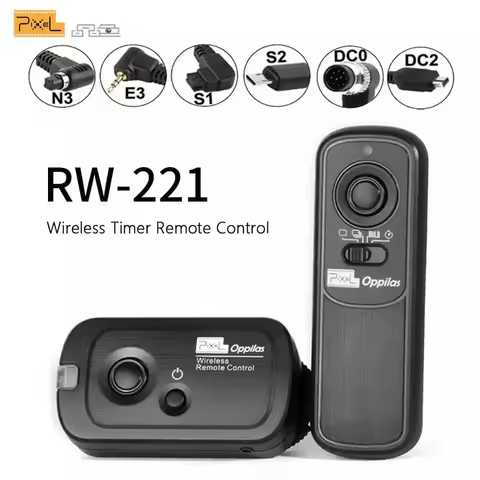 Pixel RW-221 Wireless Shutter Release Timer Remote Control (DC0 DC2 N3 E3 S1 S2) Cable For Canon Nik