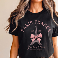 Eiffel Tower Shirt Paris T-shirt Pink Rose Floral Eiffel Tower Vintage Paris Gift French Paris Souve