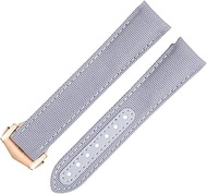 For Omega Strap For AT150 Seamaster 300 Planet Ocean De Ville Speedmaster Curved End Watch Band 20mm New Gray High Density Nylon Cowhide Watchbands