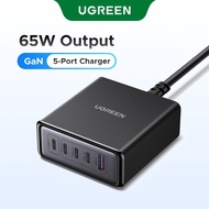 UGREEN Nexode 65W GaN 5-Port Desktop Charger 4x USB-C 1x USB-A Smart Power Distribution & Multi-Devi