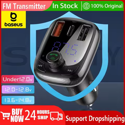 Baseus FM Transmitter Bluetooth 5.0 Handsfree Car MP3 Player & PPS QC3.0 QC4.0 5A Fast Car Auto Char