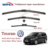 (Front/Rear 3pcs) Wiper Blade VOLKSWAGEN Touran 1T3 MK1 for 2010 to 2015 VW Touran Car Window Wipers
