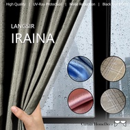Ready Made Curtain !!! Siap Jahit Langsir Iraina Warna Dark Grey/ Cream/ Blue dan Pink Polyester Sat