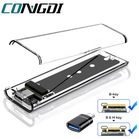 M.2 SSD Case NGFF SATA Hard Disk Box Type C USB 3.1 Transparent External SSD Case For 2230 2242 2260